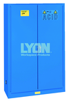 Acid Storage Cabinet - #5544 - 43 x 18 x 65" - 45 Gallon - w/2 shelves, three poly trays, 2-door manual close - Blue Only - Industrial Tool & Supply