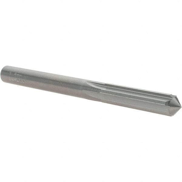 OSG - 7.8mm Solid Carbide Chucking Reamer - Straight Flute, 7.14mm Straight Shank, 29mm Flute Length, 83mm OAL - Industrial Tool & Supply