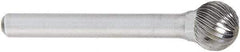 OSG - 3/8" Cut Diam, 1/4" Shank Diam, Ball Head Fluted Cut Burr - Carbide, 3/8" LOC, 6" OAL - Industrial Tool & Supply