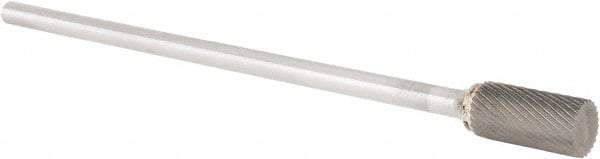 OSG - 1/2" Cut Diam, 1/4" Shank Diam, Cylinder Head Fluted Cut Burr - Carbide, Flat End, 1" LOC, 6" OAL - Industrial Tool & Supply