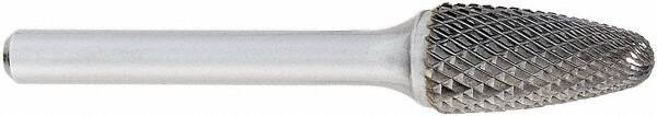 OSG - 1/2" Cut Diam, 1/4" Shank Diam, Tree with Radius Head Burr - Carbide, Radius End, 1" LOC, 6" OAL - Industrial Tool & Supply