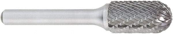 OSG - 1/2" Cut Diam, 1/4" Shank Diam, Cylinder with Radius Head Burr - Carbide, Radius End, 1" LOC, 6" OAL - Industrial Tool & Supply