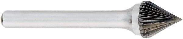OSG - 12mm Cut Diam, 6mm Shank Diam, Cone Head Fluted Cut Burr - Carbide, Point End, 50mm OAL - Industrial Tool & Supply