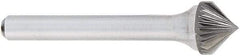 OSG - 9mm Cut Diam, 6mm Shank Diam, Cone Head Fluted Cut Burr - Carbide, Point End, 50mm OAL - Industrial Tool & Supply