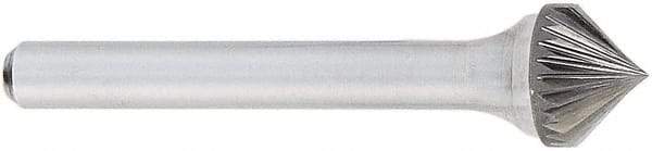 OSG - 1/4" Cut Diam, 1/4" Shank Diam, Cone Head Fluted Cut Burr - Carbide, Point End, 2" OAL - Industrial Tool & Supply