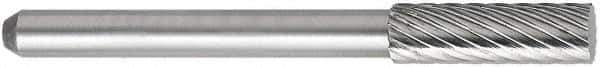 OSG - 5mm Cut Diam, 6mm Shank Diam, Ball Head Fluted Cut Burr - Carbide, Flat End, 12mm LOC, 50mm OAL - Industrial Tool & Supply