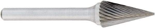 OSG - 6mm Cut Diam, 6mm Shank Diam, Cone Head Fluted Cut Burr - Carbide, 25mm LOC, 50mm OAL - Industrial Tool & Supply