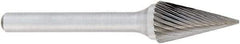 OSG - 16mm Cut Diam, 6mm Shank Diam, Cone Head Fluted Cut Burr - Carbide, 25mm LOC, 50mm OAL - Industrial Tool & Supply