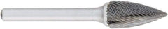 OSG - 5/16" Cut Diam, 1/4" Shank Diam, Tree Head Fluted Cut Burr - Carbide, Point End, 3/4" LOC, 2" OAL - Industrial Tool & Supply