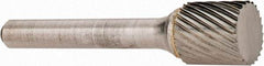 OSG - 1/2" Cut Diam, 1/4" Shank Diam, Cylinder Head Fluted Cut Burr - Carbide, Flat End, 1/2" LOC, 2" OAL - Industrial Tool & Supply