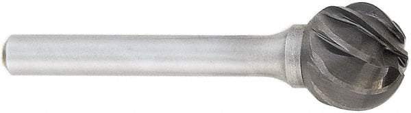 OSG - 12mm Cut Diam, 6mm Shank Diam, Ball Head Fluted Cut Burr - Carbide, 50mm OAL - Industrial Tool & Supply