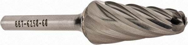 OSG - 16mm Cut Diam, 6mm Shank Diam, Taper Head Fluted Cut Burr - Carbide, Radius End, 33mm LOC, 50mm OAL - Industrial Tool & Supply