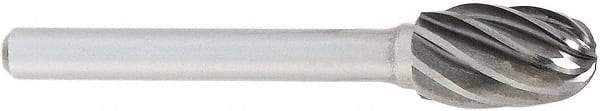 OSG - 19mm Cut Diam, 6mm Shank Diam, Oval Head Fluted Cut Burr - Carbide, Radius End, 25mm LOC, 50mm OAL - Industrial Tool & Supply