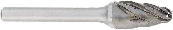 OSG - 3/8" Cut Diam, 1/4" Shank Diam, Tree with Radius Head Fluted Cut Burr - Carbide, Radius End, 3/4" LOC, 2" OAL - Industrial Tool & Supply
