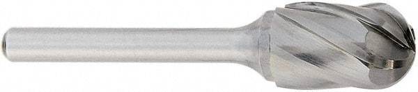 OSG - 6mm Cut Diam, 6mm Shank Diam, Tree with Radius Head Fluted Cut Burr - Carbide, Radius End, 16mm LOC, 50mm OAL - Industrial Tool & Supply