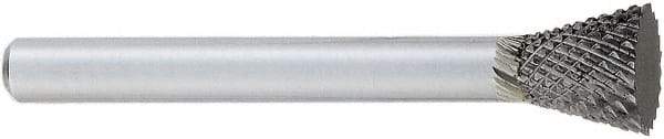 OSG - 5/8" Cut Diam, 1/4" Shank Diam, Inverted Cone Head Burr - Carbide, Flat End, 3/4" LOC, 2" OAL - Industrial Tool & Supply