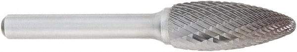 OSG - 3/4" Cut Diam, 1/4" Shank Diam, Flame Head Burr - Carbide, Radius End, 1-5/8" LOC, 2" OAL - Industrial Tool & Supply
