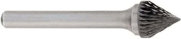 OSG - 1/4" Cut Diam, 1/4" Shank Diam, Cone Head Burr - Carbide, Point End, 2" OAL - Industrial Tool & Supply