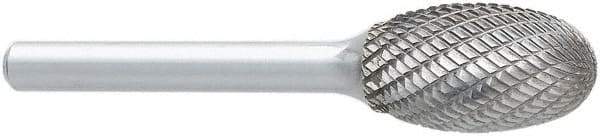 OSG - 1/2" Cut Diam, 1/4" Shank Diam, Oval Head Burr - Carbide, Radius End, 7/8" LOC, 2" OAL - Industrial Tool & Supply