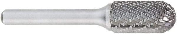 OSG - 3/8" Cut Diam, 1/4" Shank Diam, Cylinder with Radius Head Burr - Carbide, Radius End, 3/4" LOC, 2" OAL - Industrial Tool & Supply