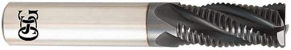 OSG - 5mm Diam, 15mm LOC, 4 Flute Solid Carbide Roughing Square End Mill - TiAlN Finish, 64mm OAL, 6mm Shank Diam, Single End, Centercutting, 30° Helix - Industrial Tool & Supply