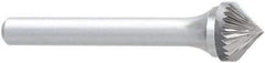 OSG - 1/4" Cut Diam, 1/4" Shank Diam, Cone Head Burr - Carbide, Point End, 2" OAL - Industrial Tool & Supply