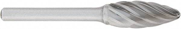 OSG - 9mm Cut Diam, 6mm Shank Diam, Oval Head Fluted Cut Burr - Carbide, Radius End, 16mm LOC, 50mm OAL - Industrial Tool & Supply