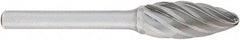OSG - 1/2" Cut Diam, 1/4" Shank Diam, Flame Head Fluted Cut Burr - Carbide, Radius End, 1-1/4" LOC, 2" OAL - Industrial Tool & Supply