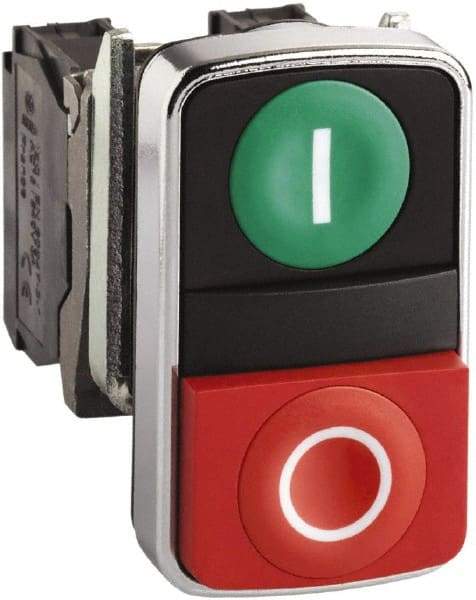 Square D - 0.87 Inch Mount Hole, Flush, Pushbutton Switch Only - Rectangle, Green and Red Pushbutton, Illuminated, Momentary (MO), Shock and Vibration Resistant - Industrial Tool & Supply