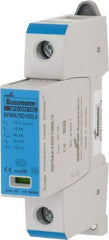 Cooper Bussmann - 1 Pole, 1 Phase, 10 kA Nominal Current, 90mm Long x 18mm Wide x 65mm Deep, Thermoplastic Hardwired Surge Protector - DIN Rail Mount, 100 VDC, 75 VAC, 100 VDC, 75 VAC Operating Voltage, 40 kA Surge Protection - Industrial Tool & Supply