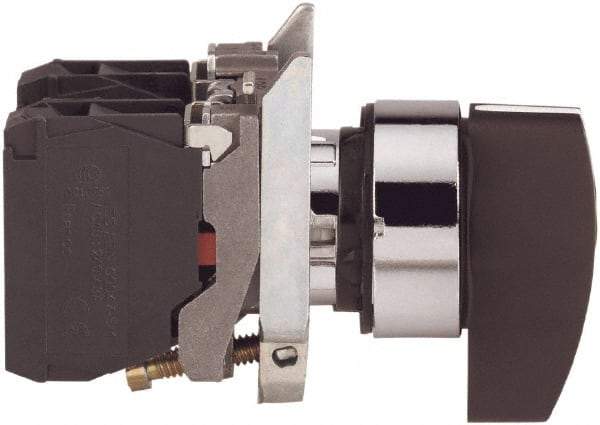 Square D - 0.87 Inch Mount Hole, 3 Position, Lever Operated, Selector Switch Only - Black, Momentary (MO), Nonilluminated, 2NO, Shock and Vibration Resistant - Industrial Tool & Supply