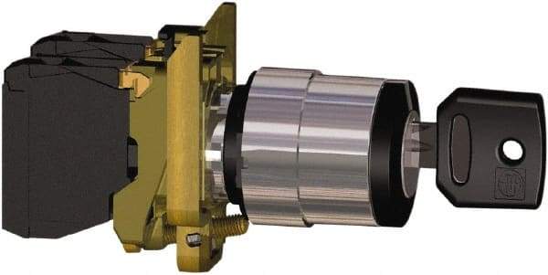 Square D - 0.87 Inch Mount Hole, 2 Position, Key Operated, Selector Switch Only - Black, Maintained (MA), Nonilluminated, Shock and Vibration Resistant - Industrial Tool & Supply