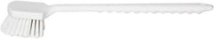 PRO-SOURCE - 1-3/4" Bristle Length, Plastic Utility Scrub Brush - 4-1/2" Long x 3-3/4" Wide Head, 20" OAL, Long Handle, White, Foam Block - Industrial Tool & Supply
