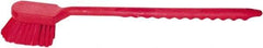 PRO-SOURCE - 1-3/4" Bristle Length, Plastic Utility Scrub Brush - 4-1/2" Long x 3-3/4" Wide Head, 20" OAL, Long Handle, Red, Foam Block - Industrial Tool & Supply