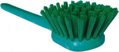 PRO-SOURCE - 1-3/4" Bristle Length, Plastic Utility Scrub Brush - 4-1/2" Long x 3-3/4" Wide Head, 20" OAL, Long Handle, Green, Foam Block - Industrial Tool & Supply