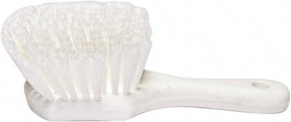 PRO-SOURCE - 1-3/4" Bristle Length, Plastic Utility Scrub Brush - 4-1/2" Long x 3-3/4" Wide Head, 8-1/2" OAL, Short Handle, White, Foam Block - Industrial Tool & Supply