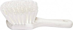 PRO-SOURCE - 1-3/4" Bristle Length, Plastic Utility Scrub Brush - 4-1/2" Long x 3-3/4" Wide Head, 8-1/2" OAL, Short Handle, White, Foam Block - Industrial Tool & Supply