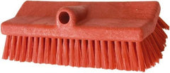 PRO-SOURCE - 1-3/4" Bristle Length, Polypropylene Food Service Brush - 10" Long x 5" Wide Head, 20" OAL, Long Handle, Red, Foam Block - Industrial Tool & Supply