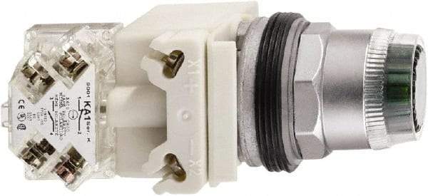 Schneider Electric - 30mm Mount Hole, Extended Straight, Pushbutton Switch - Round, Green Pushbutton, Momentary (MO), Weatherproof, Dust and Oil Resistant - Industrial Tool & Supply