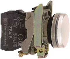 Schneider Electric - 250 V White Lens Pilot Light - Round Lens, Screw Clamp Connector, 30mm Wide, Vibration Resistant, Water Resistant - Industrial Tool & Supply