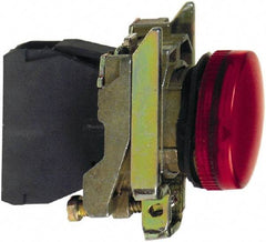 Schneider Electric - 110-120 VAC at 50/60 Hz Red Lens LED Pilot Light - Round Lens, Screw Clamp Connector, 30mm Wide, Vibration Resistant, Water Resistant - Industrial Tool & Supply