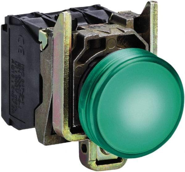 Square D - 24 VAC/VDC Green Lens LED Indicating Light - Round Lens, Screw Clamp Connector, 46.5mm OAL x 30mm Wide, Shock Resistant, Vibration Resistant - Industrial Tool & Supply