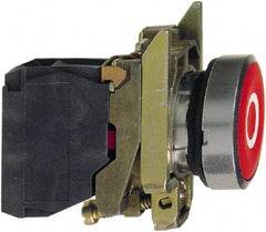 Square D - 0.87 Inch Mount Hole, Flush, Pushbutton Switch Only - Round, Red Pushbutton, Nonilluminated, Momentary (MO), Shock and Vibration Resistant - Industrial Tool & Supply