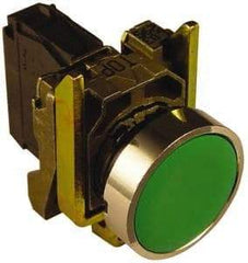 Square D - 0.87 Inch Mount Hole, Pushbutton Switch Only - Round, Green Pushbutton, Illuminated, Momentary (MO), Shock and Vibration Resistant - Industrial Tool & Supply