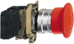 Square D - 0.87 Inch Mount Hole, Extended Mushroom Head, Pushbutton Switch Only - Round, Red Pushbutton, Nonilluminated, Maintained (MA), Momentary (MO), Shock and Vibration Resistant - Industrial Tool & Supply
