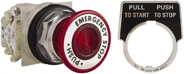 Square D - 30mm Mount Hole, Pushbutton Switch - Red Pushbutton, Maintained (MA) - Industrial Tool & Supply