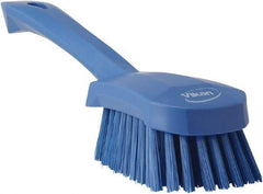 Vikan - 1.3" Bristle Length, Polyester Scrub Brush - 4-1/4" Long x 2-3/4" Wide Head, 10" OAL, Blue, Polypropylene Block - Industrial Tool & Supply