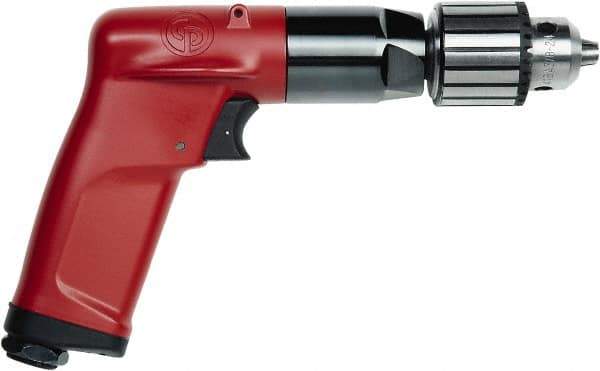 Chicago Pneumatic - 1/4" Keyed Chuck - Pistol Grip Handle, 4,500 RPM, 2.5 LPS, 5.3 CFM, 0.5 hp, 90 psi - Industrial Tool & Supply