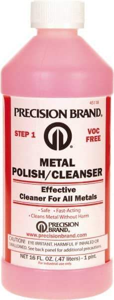 Precision Brand - 1 Pint Bottle Metal Polish and Cleanser - 1 Pint Metal Polish and Cleanser - Industrial Tool & Supply