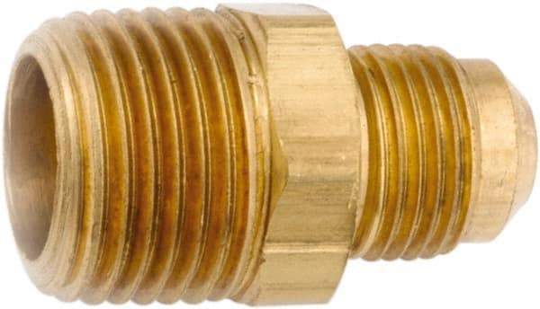 ANDERSON METALS - 3/8" Tube OD, 45° Lead Free Brass Flared Tube Male Connector - 3/4 NPT, Flare x MNPT Ends - Industrial Tool & Supply